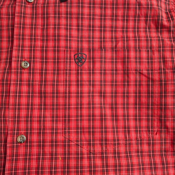 NWOT Ariat Pro Series Mens Red Plaid Long Sleeve Button Up Shirt Fitted Size L - Picture 14 of 16